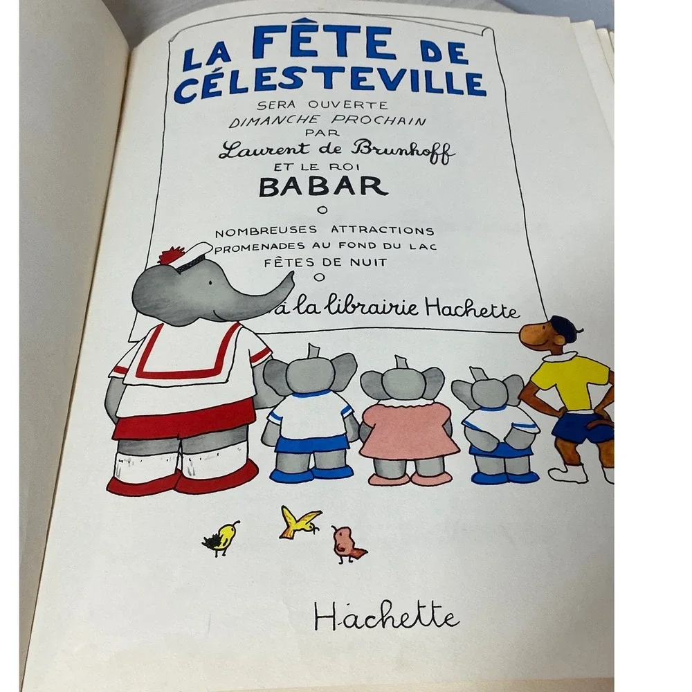 Vintage Babar the Elephant Book Lot 1937 1951 English French Jean de Brunhoff